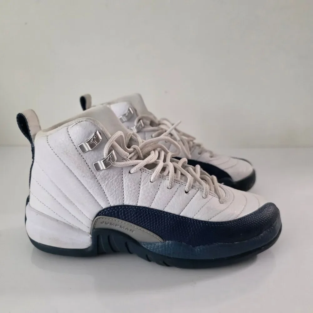 Jordan 12 Retro French Blue 2016 Kids Sneakers 153265-114 White Blue Size 4Y